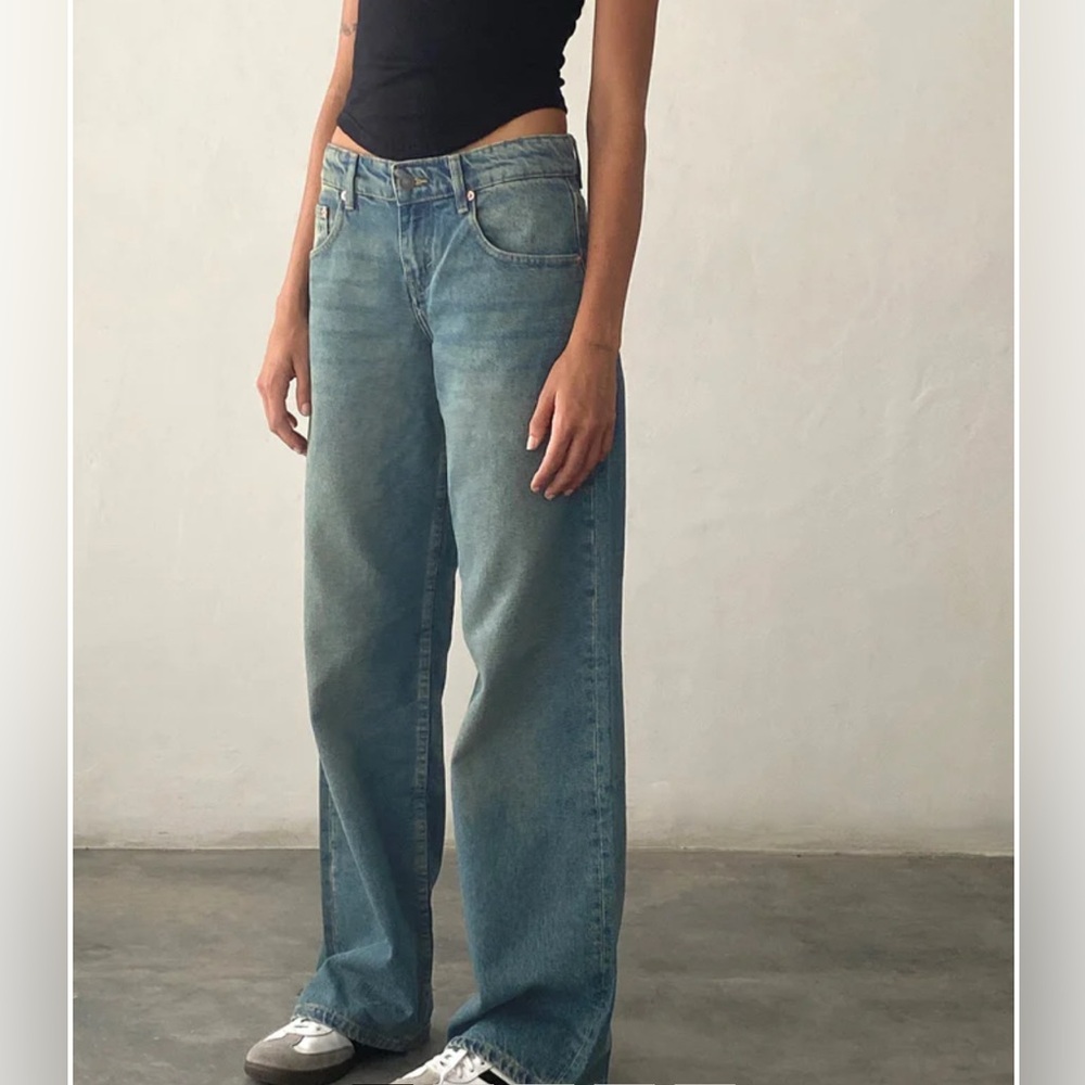 Motel rock low rise Parallel jeans in vintage blue green